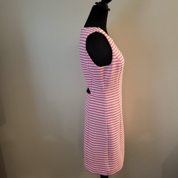 Lily Pulitzer Women's Medium Dress Sleeveless A-Line Pink White Striped Keyhole - Picture 6 of 14